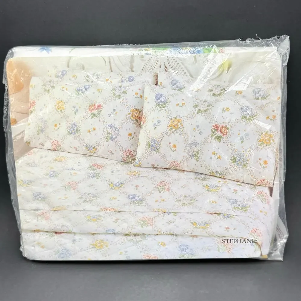Vintage Twin Flat Sheet Floral Galleria Lady Pepperel Stephanie No Iron Muslin